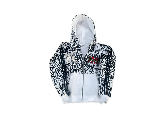 White Graffiti Zip Up